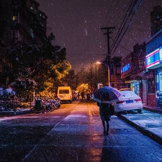 Winter night 5k wallpaper