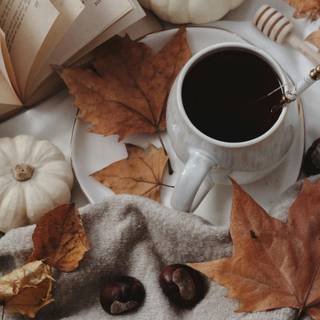 Autumn book tea wallpaper