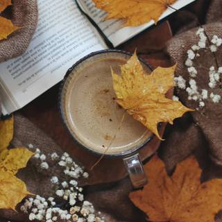 Autumn books coffee wallpaper