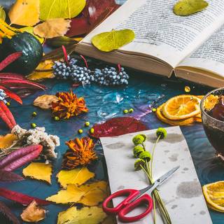 Autumn book tea wallpaper