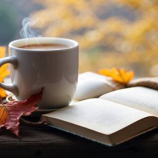 Autumn books coffee wallpaper