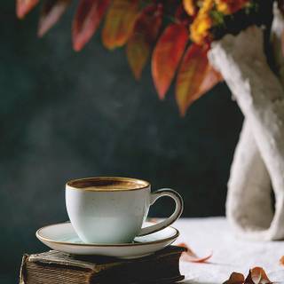 Autumn books coffee wallpaper