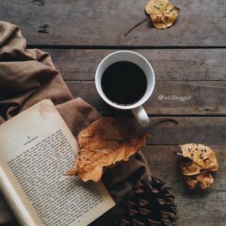 Autumn books coffee wallpaper