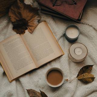 Autumn books coffee wallpaper