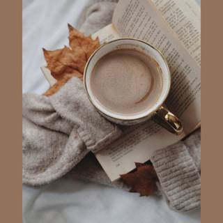 Autumn book tea wallpaper