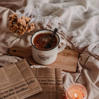 Autumn book tea wallpaper