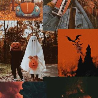 Spooky Halloween collage wallpaper