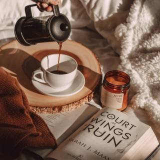 Autumn book tea wallpaper