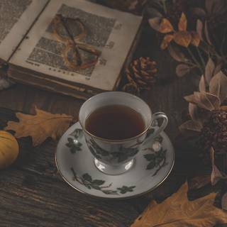 Autumn book tea wallpaper