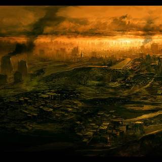 Post apocalyptic landscape wallpaper