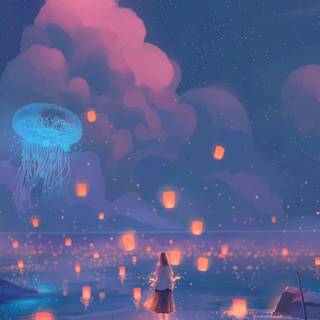 Jellyfish art wallpaper