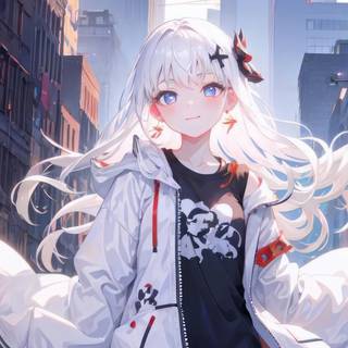 Anime girl white hair 4k wallpaper