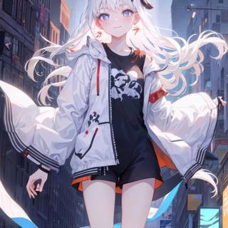 Anime girl white hair 4k wallpaper