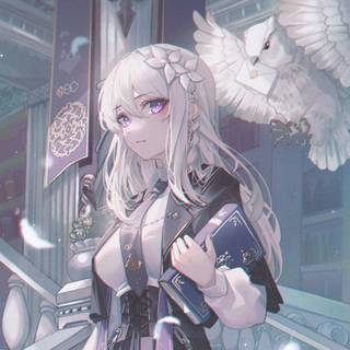 Anime girl white hair 4k wallpaper