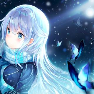 Anime girl white hair 4k wallpaper