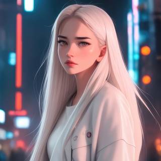 Anime girl white hair 4k wallpaper