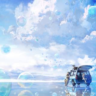 Blue sky anime 4k wallpaper