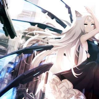 Anime girl white hair 4k wallpaper