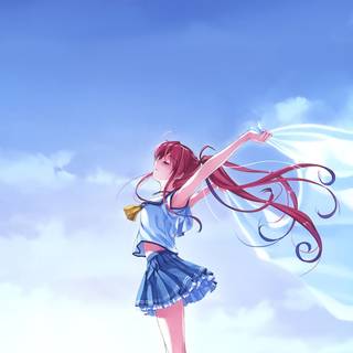 Blue sky anime 4k wallpaper