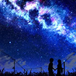 Anime night sky desktop wallpaper