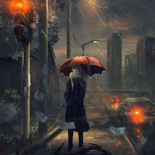 Rain anime phone wallpaper