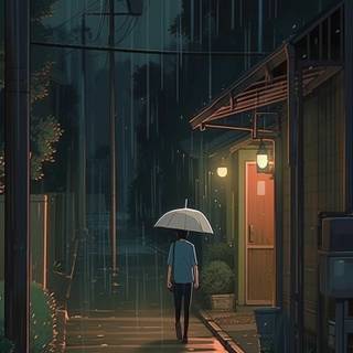 Rain anime phone wallpaper