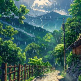 Rain anime phone wallpaper