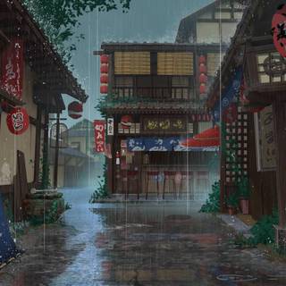 Rainy city desktop wallpaper