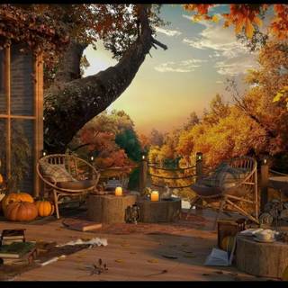 Café autumn wallpaper