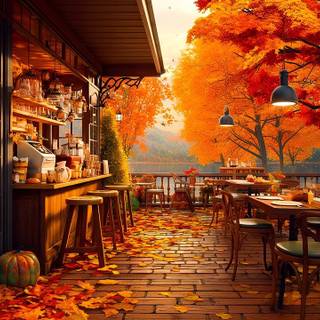 Café autumn wallpaper
