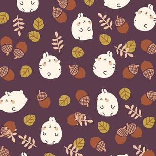 Cute autumn Molang wallpaper