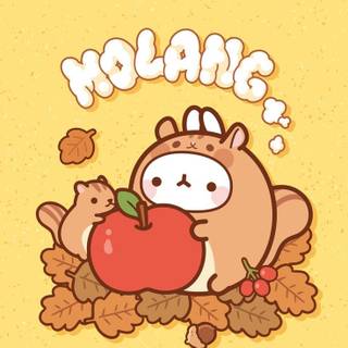 Cute autumn Molang wallpaper