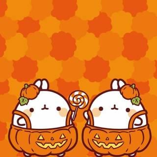 Cute autumn Molang wallpaper