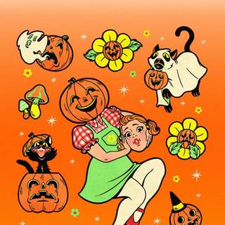 Vintage Halloween phone wallpaper