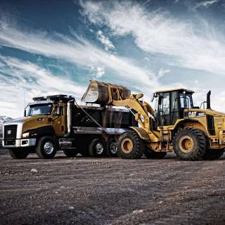 Construction trucks wallpaper