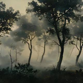 Foggy trees wallpaper