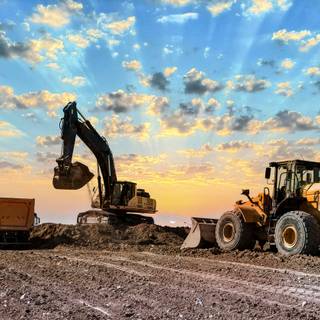 Construction trucks wallpaper