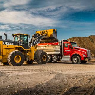 Construction trucks wallpaper