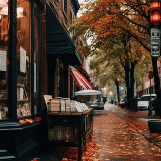 Autumn leaves street wallpaper