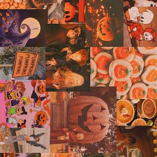 Preppy collage Halloween wallpaper