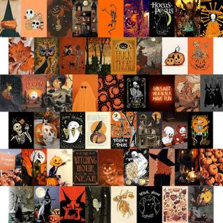 Preppy collage Halloween wallpaper