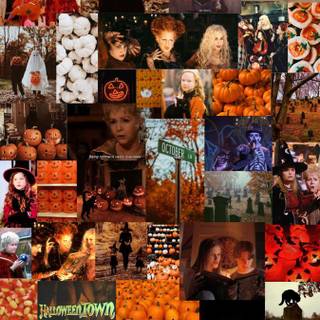 Preppy collage Halloween wallpaper