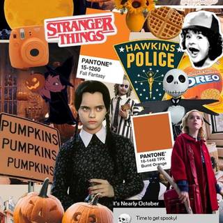 Preppy collage Halloween wallpaper