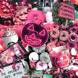Preppy collage Halloween wallpaper