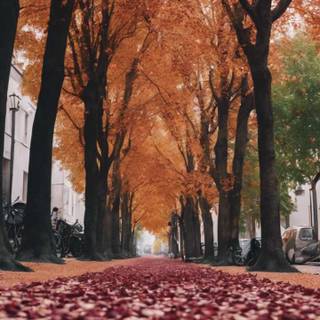 Autumn leaves street wallpaper