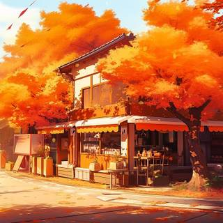 Cozy autumn lofi wallpaper