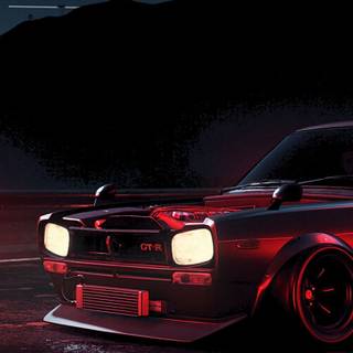 Nissan Skyline R34 cartoon 4k iPhone wallpaper