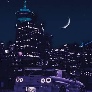 Nissan Skyline R34 cartoon 4k iPhone wallpaper
