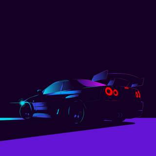 Nissan Skyline R34 cartoon 4k iPhone wallpaper