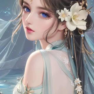 Cute Chinese cartoon girl wallpaper
